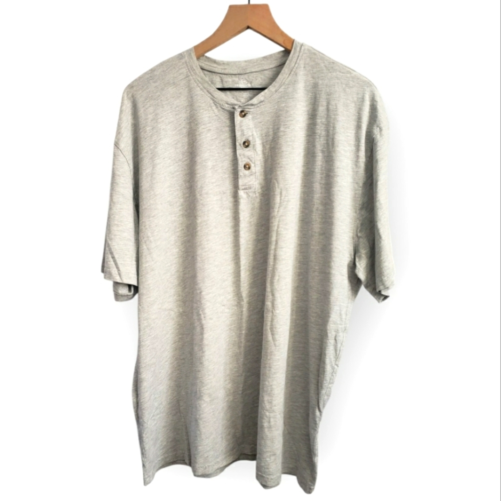 Real Essentials Men's Gray Henley Shirt - Size XXXL